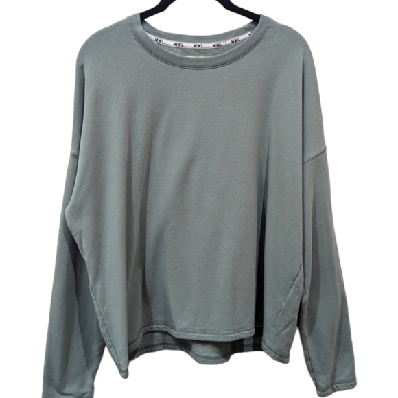 Madewell MWL Superbrushed Easygoing Soft Green Crew Neck Cropped Sweatshirt (M) - Picture 1 of 4